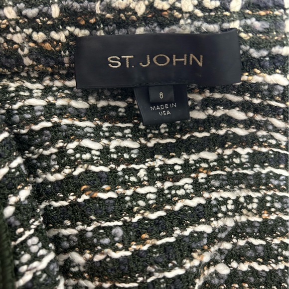 St. John tweed blazer with gold buttons / St. John green suit jacket / Size 8 - Picture 9 of 9